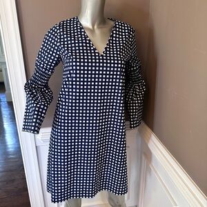 NWT Michael Kors Blue/White Checkered Print Mini Dress Sz S